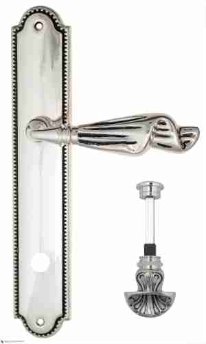 Дверная ручка Venezia "OPERA" WC-4 на планке PL98 натуральное серебро + черный