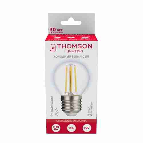 Лампа светодиодная филаментная Thomson E27 11W 6500K шар прозрачная TH-B2340