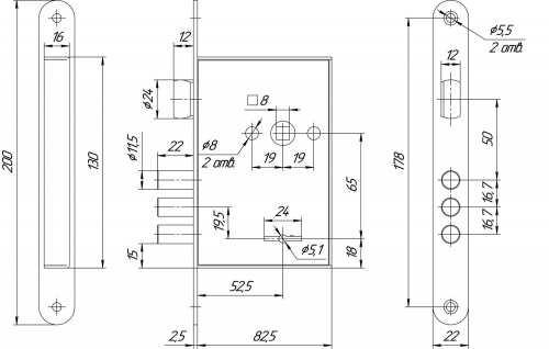 Замок врезной сувальдный с защёлкой МЕТТЭМ ЗВ9 902.0.0, 5 кл.