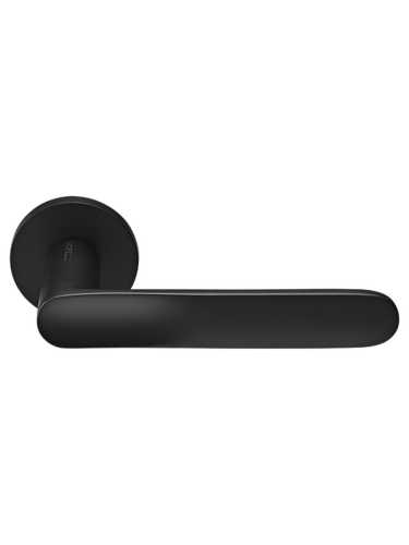 Комплект дверных ручек Morelli MH-59-R6 BL с заверткой MH-WC-R6 BL + магнитный замок M1895 BL, цвет черный