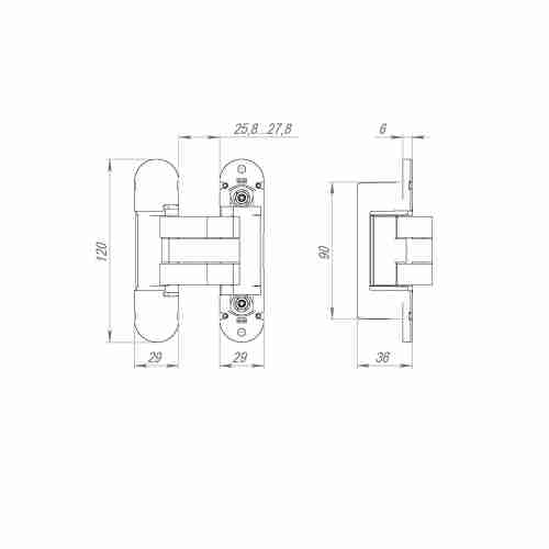 Петля скрытой установки U3D8000.VPG AB бронза TECH