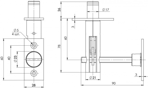 Задвижка торцевая Fuaro TDB 860-24 CP (хром) 60мм 8шт./упак.