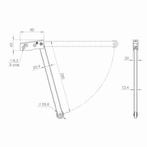 Координатор Fuaro (Фуаро) закрывания двустворчатых дверей горизонтального типа DC-1003 INOX 304 (от 10 до 65 кг)