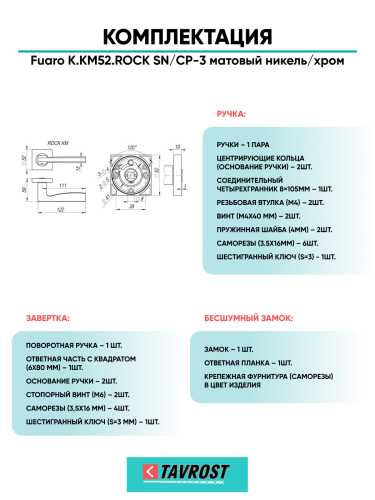 Ручка дверная Fuaro (Фуаро) межкомнатная K.KM52.ROCK (ROCK KM) SN/CP-3 матовый никель/хром  Набор 3