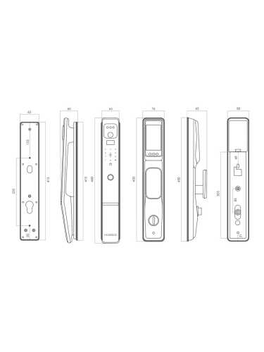 Замок врезной электронный Hogo V05 с распознаванием лица, черный