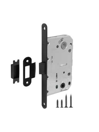 Ручка дверная межкомнатная Fuaro K.DM51.Straight BL-24 черный с Бесшумным замком и Петлями