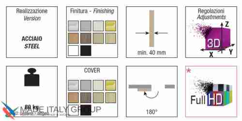 Kubica K8080 ATOMIKA KARAKTER DXSX, CS петля скрытая универсальная МАТОВЫЙ ХРОМ (100 kg)