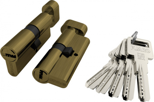 Цилиндровый механизм с вертушкой Fuaro R602/60 mm (25+10+25) AB бронза 5 кл.