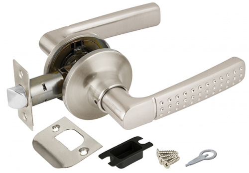 Ручка защелка (кноб) дверная нажимная с защелкой Punto 6026 SN-P (без фик.) мат. никель