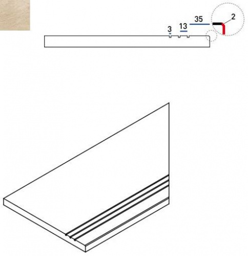 Бортик правый Italon Materia Magnesio Bordo Grip Dx 620090000406 60х30