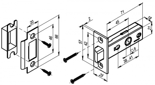 Защелка дверная межкомнатная Punto L45-8 SG Мат. золото