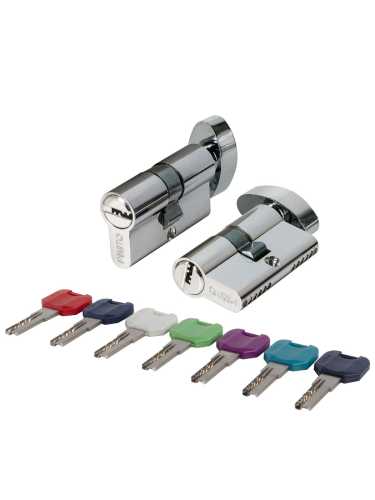 Цилиндровый Punto (Пунто) механизм MaxPro7002Knob52mm(21+10+21) SSC сатин.хром 7key с вертушкой