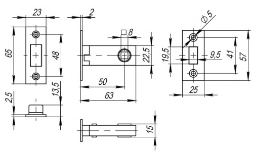 Защелка межкомнатная дверная магнитная Fuaro MAGNET M12-50-25 GR графит