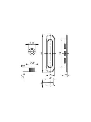 Ручка купе для раздвижных дверей Armadillo SH010-MWSC-33 итальянский тисненый