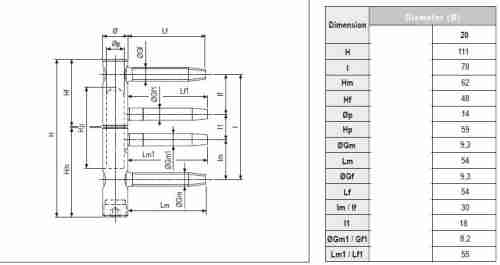 Петля дверная ввертная AGB 20мм Е001502004 3-D серия (бихром)