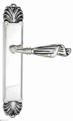 Дверная ручка Venezia "OPERA" на планке PL87 натуральное серебро + черный