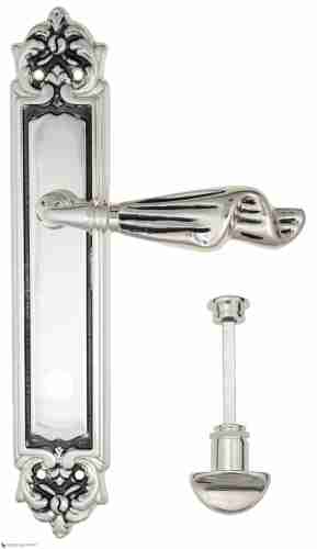 Дверная ручка Venezia "OPERA" WC-2 на планке PL96 натуральное серебро + черный