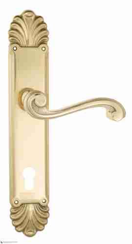 Дверная ручка Venezia "VIVALDI" CYL на планке PL87 полированная латунь