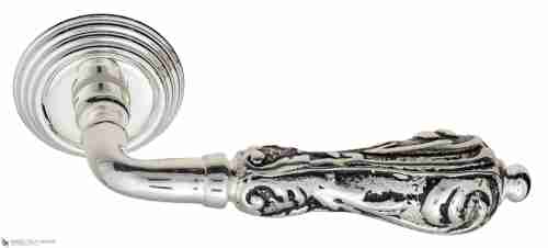 Дверная ручка Venezia "MONTE CRISTO" D8 натуральное серебро + черный