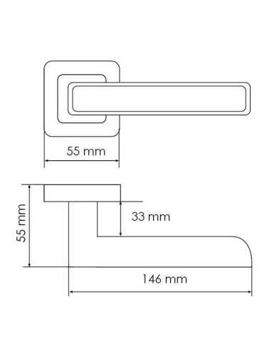 Ручка дверная Morelli FLEX MH-44 SC/CP-S55 раздельная на квадратной накладке, цвет матовый хром/хром, ЦАМ Light