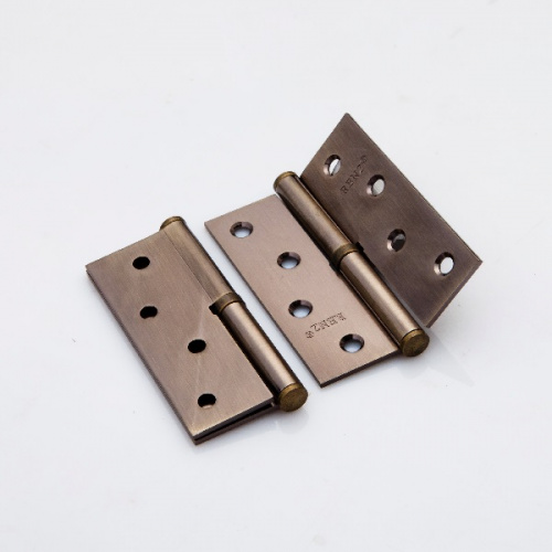 Петля дверная стальная RENZ INL 100 FH AB 100*75*2,5, левая, б/колп., бронза