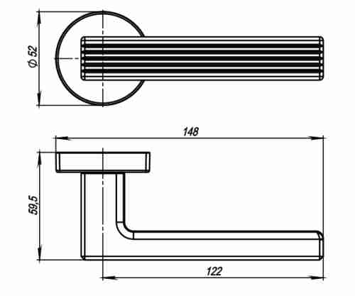 Комплект на 4 двери - Ручка дверная межкомнатная Armadillo LINE URB6 BL-26 Черный