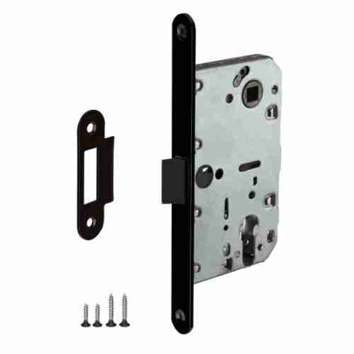 Замок дверной с пластиковым язычком Punto PL85-50 BL (черный)