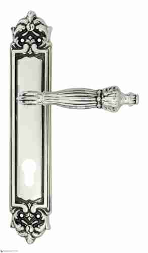 Дверная ручка Venezia "OLIMPO" CYL на планке PL96 натуральное серебро + черный