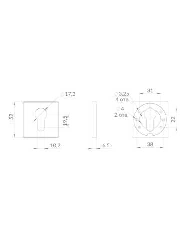 Накладка Punto (Пунто) под цилиндр ET.K.EST.Q52 SN-3 матовый никель