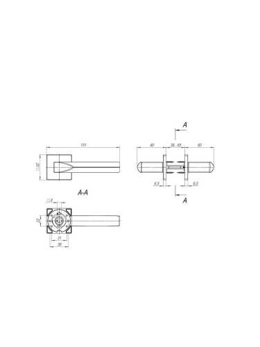 Ручка дверная Fuaro (Фуаро) межкомнатная K.SL52.PRIZMA (PRIZMA SL) SSG-39 сатинированное золото  Набор 1