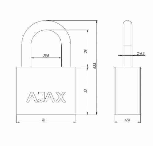 Замок навесной Ajax PD-30-40, фин. 3кл., блистер