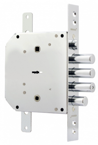 Замок врезной сувальдный с задвижкой и защёлкой BORDER ЗВ9-6 ПКТЗ с тягами прав., 5 кл. /77404/