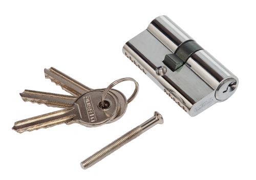 Цилиндр PUERTO INCS 60 AL CP 60 мм К-К, стандартный ключ, хром блестящий