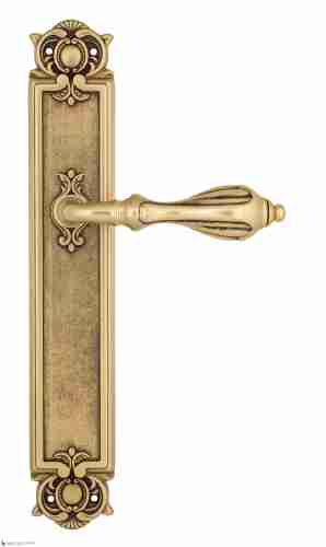 Дверная ручка Venezia "ANAFESTO" на планке PL97 французское золото + коричневый
