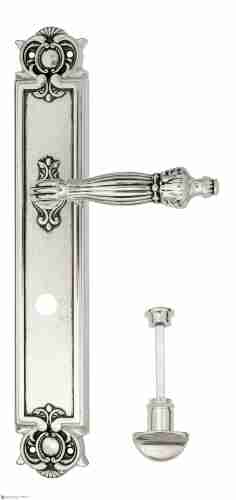 Дверная ручка Venezia "OLIMPO" WC-2 на планке PL97 натуральное серебро + черный