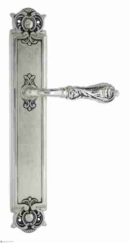 Дверная ручка Venezia "MONTE CRISTO" на планке PL97 натуральное серебро + черный