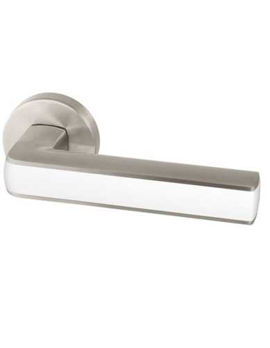 Комплект: Ручки Armadillo Urban Cube URB3 SN/White-19+Завертка+Бесшумн замок и Петли Fuaro/мат никель