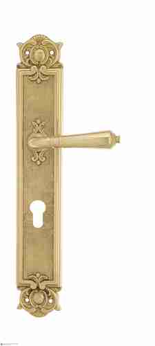 Дверная ручка Venezia "VIGNOLE" CYL на планке PL97 полированная латунь