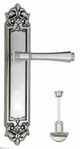 Дверная ручка Venezia "CALLISTO" WC-2 на планке PL96 натуральное серебро + черный