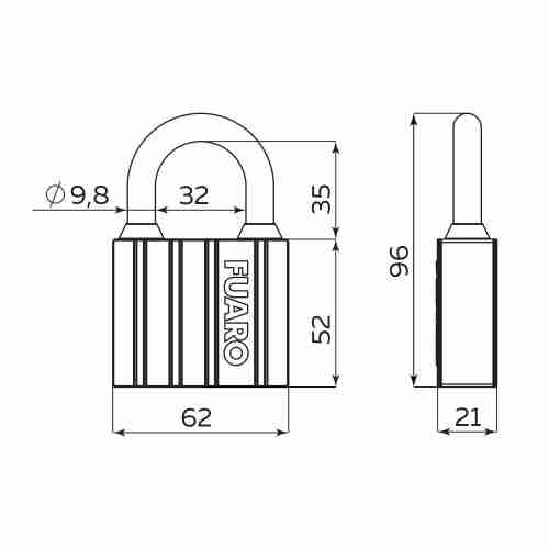 Замок Fuaro (Фуаро) навесной PL-UNI-0463 3key