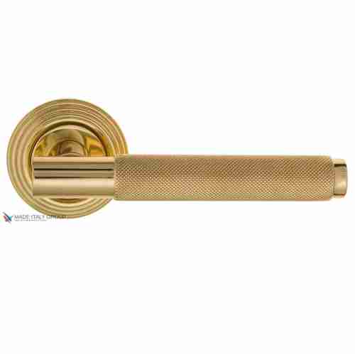 Дверная ручка на круглом основании Fratelli Cattini "UNA X" D8-OLV полированная латунь