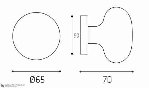 Ручка дверная кноб Venezia P20 Ø65 полированная латунь