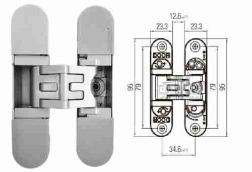 Петля дверная скрытой установки Krona Koblenz Kubica 6200 DXSX 45кг. мат.никель