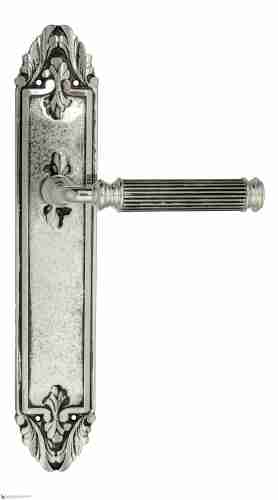 Дверная ручка Venezia "MOSCA" на планке PL90 натуральное серебро + черный