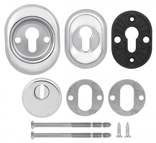 Броненакладка врезная с чашкой  Fuaro DEF 9726 M6x90 (в к-те с накл. на цил-р) CP-8 хром
