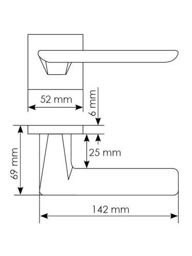 Ручка дверная Morelli PLATEAU MH-51-S6 BL на квадратной накладке, цвет черный, ЦАМ Light