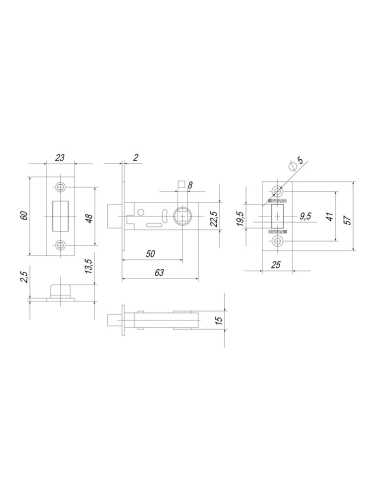 Защелка дверная межкомнатная Fuaro Magnet M12-50-25 SG матовое золото магнитная