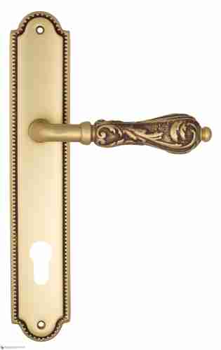 Дверная ручка Venezia "MONTE CRISTO" CYL на планке PL98 французское золото + коричневый