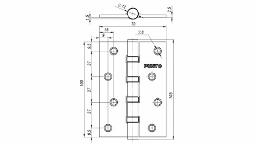 Петля дверная стальная универсальная Punto 4B/HD 100 CP (хром)