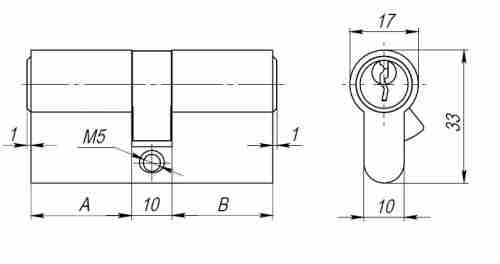 Цилиндровый механизм AX100/60 mm (25+10+25) PB латунь 5 кл.